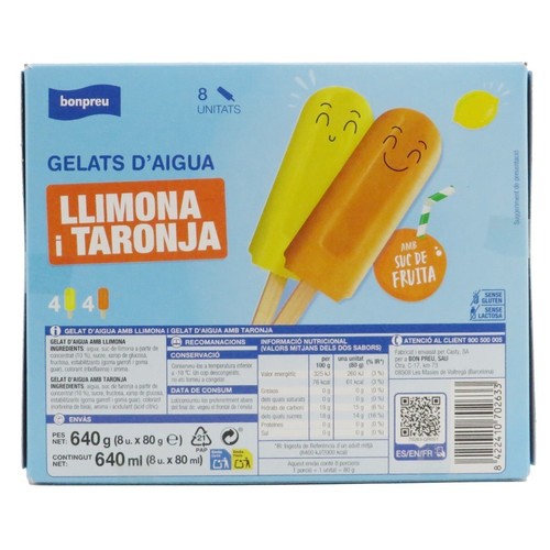 BONPREU Gelats de gel de llimona i taronja