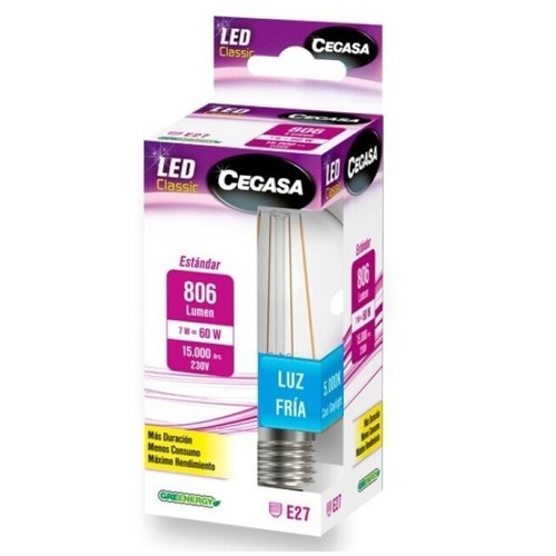 CEGASA Bombeta Led E27 FIL llum freda 7W-5.000K