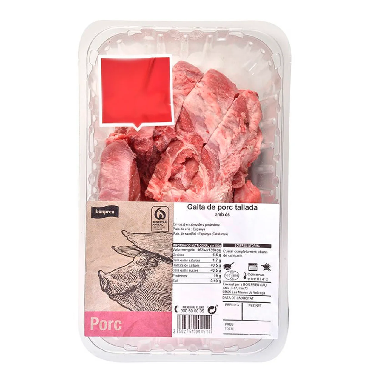 BONPREU Carrillera de cerdo cortada con hueso Bonpreu