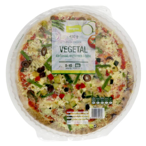 BONPREU Pizza fresca vegetal carbassó, espàrrecs i ceba