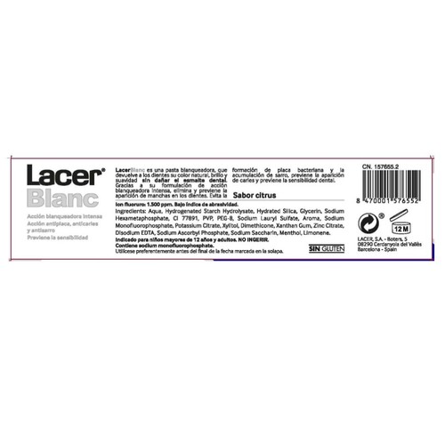 LACER BLANC Pasta dentífrica blanquejant citrus