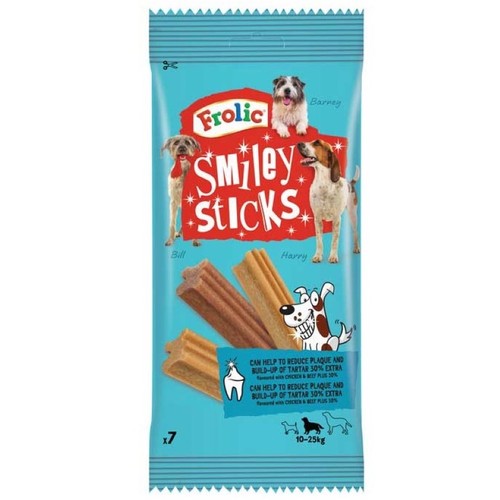 FROLIC Snack dental de pollastre i bou per a gos adult Smiley Stick