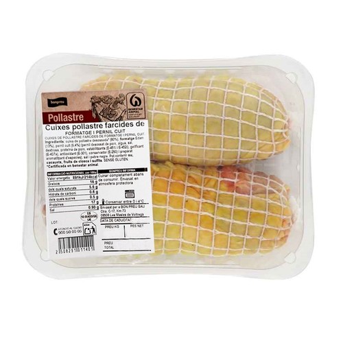 BONPREU Cuixes de pollastre farcides de formatge i pernil cuit