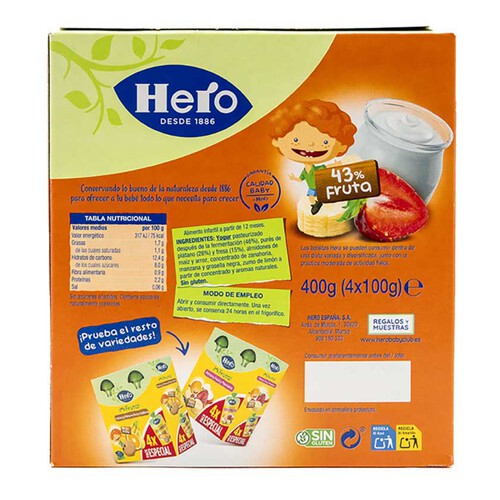 HERO Puré de fruites iogurt amb plàtan i maduixa