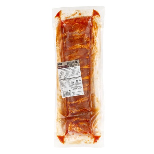 PORC Tira de costella de porc adobada amb salsa barbacoa