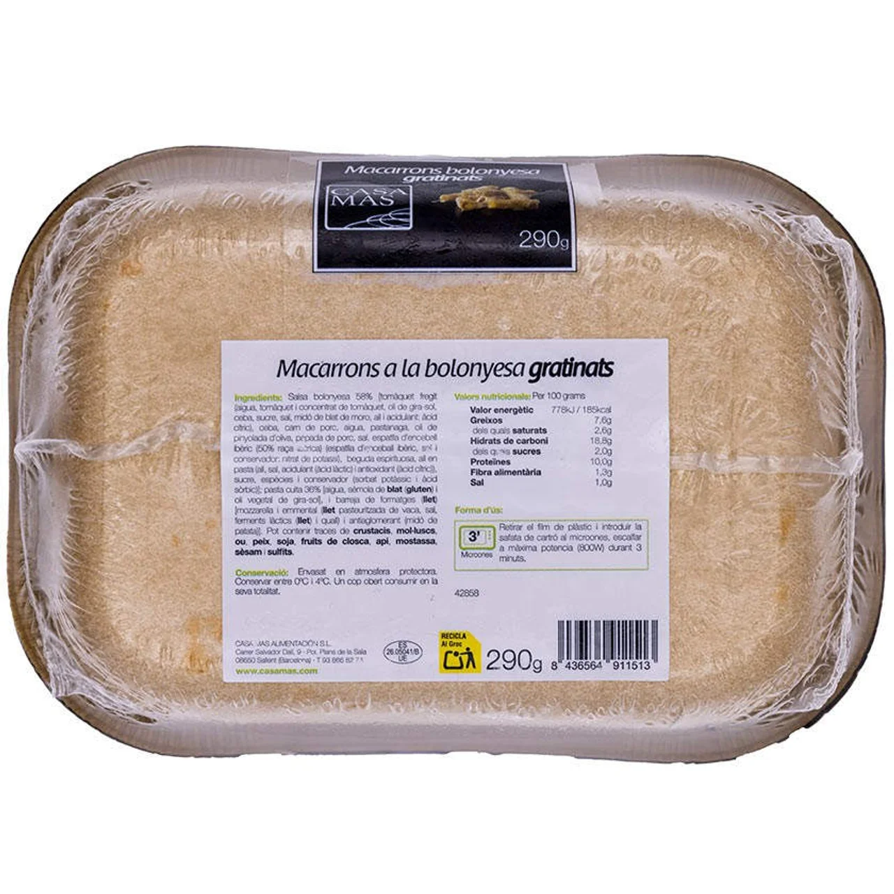 Macarrones en la boloñesa gratinados