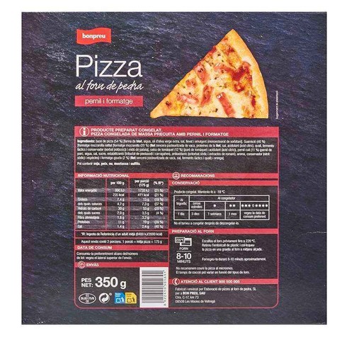 BONPREU Pizza al forn de pedra de pernil i formatge