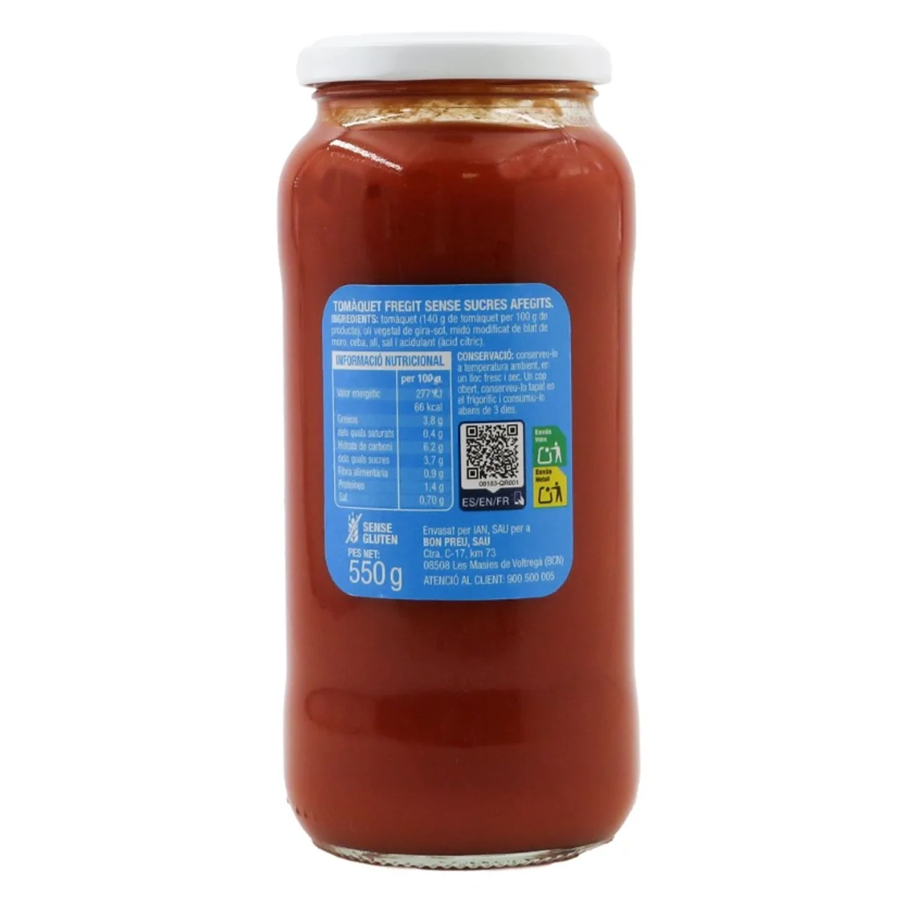 BONPREU Tomate frito sin azúcares añadidos
