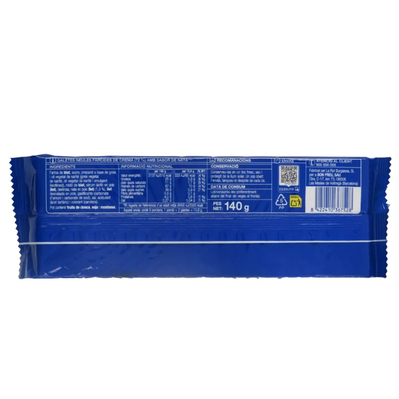 Galletas rellenas sabor a nata