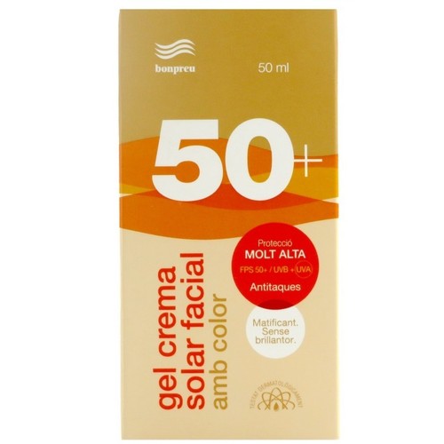 BONPREU Gel crema solar facial color FPS 50+