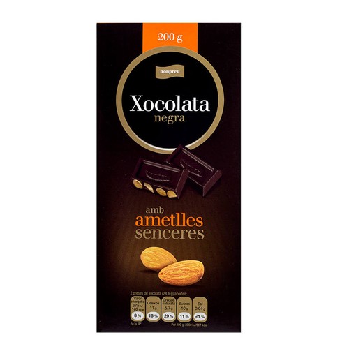 BONPREU Xocolata negra amb ametlles senceres