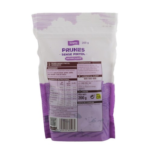 BONPREU Prunes sense pinyol dessecades