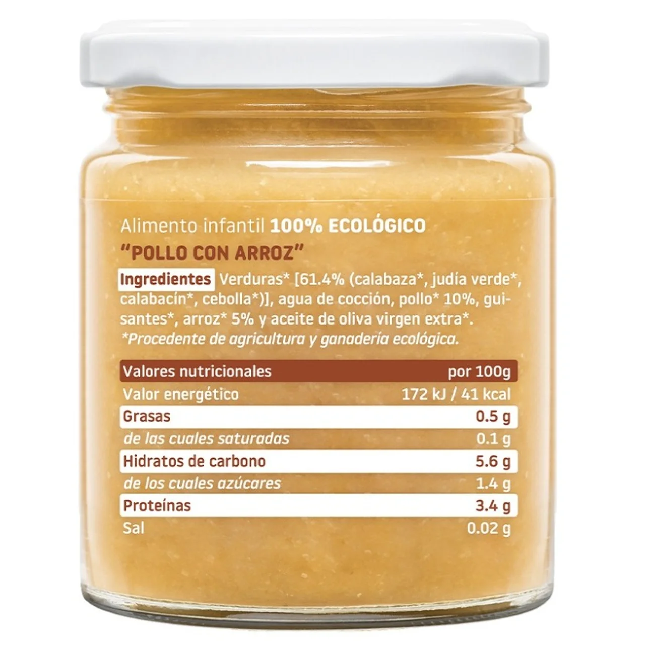 Tarrito de pollo con arroz ecológico
