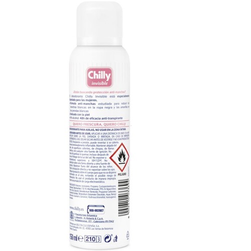 CHILLY Desodorant antitranspirant 0% en esprai
