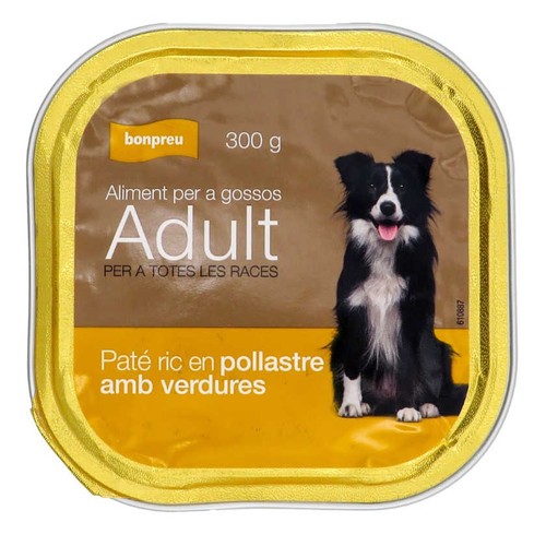 BONPREU Aliment paté ric en pollastre amb verdures per a gos adult