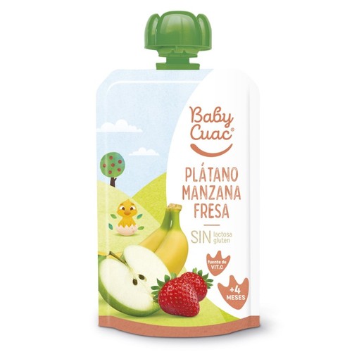 BABY CUAC Puré de plàtan, poma i maduixa