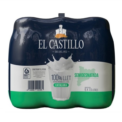 CASTILLO Llet semidesnatada 6x1,5L en ampolla