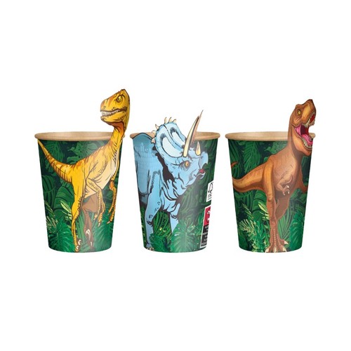  Gots de cartró amb disseny de dinosaures 270 ml