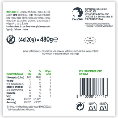 ACTIVIA Iogurt amb mango