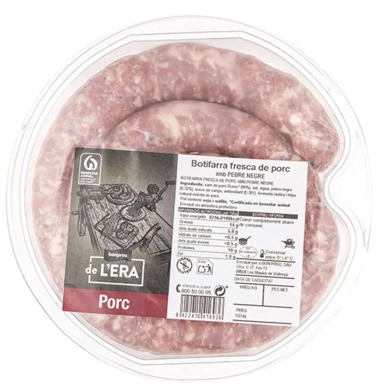 BONPREU DE L'ERA Butifarra fresca de cerdo con pimienta negra