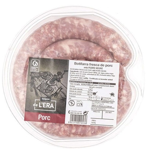 BONPREU DE L'ERA Botifarra fresca de porc amb pebre negre