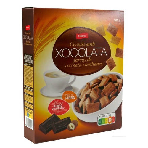 BONPREU Cereals amb xocolata farcits de xocolata i avellanes