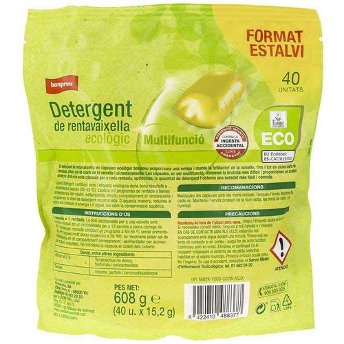 BONPREU Detergent rentavaixelles ecològic de 40 dosis