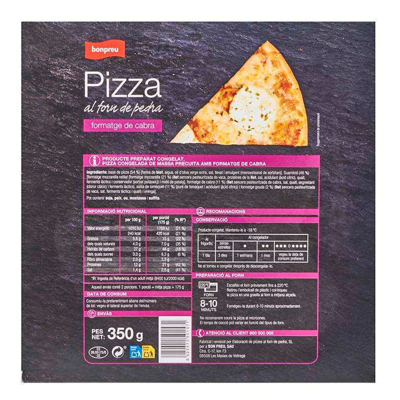 BONPREU Pizza al horno de piedra de queso de cabra