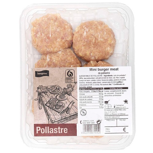 BONPREU Mini hamburguesa de pollastre