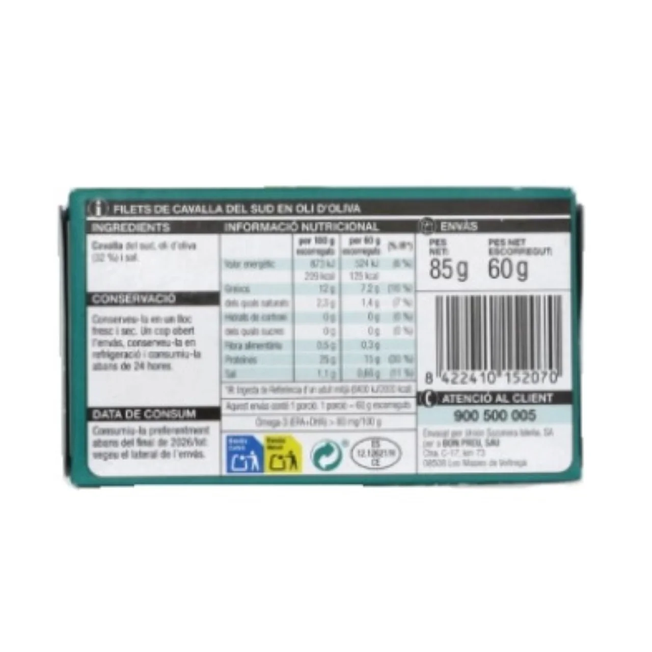 BONPREU Caballa del sur con aceite de oliva