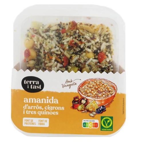 TERRA I TAST Amanida d'arròs, cigrons i tres quinoes amb vinagreta