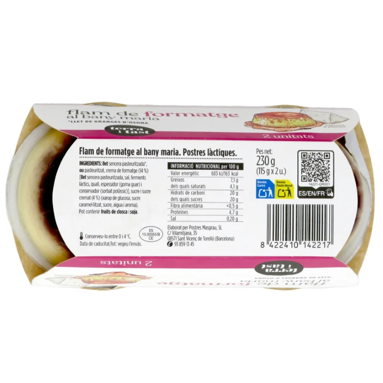 TERRA I TAST Flan de queso al baño maría