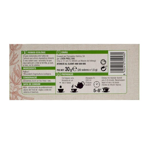 BONPREU Infusió ecològica rooibos