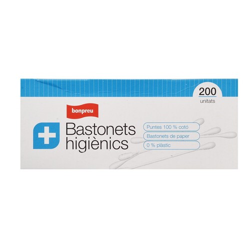BONPREU Bastonets higiènics 100% cotó