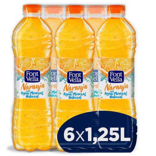 FONT VELLA Aigua mineral taronja 6x1,25 L en ampolla