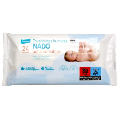 BONPREU Tovalloletes humides per a nadó pells sensibles