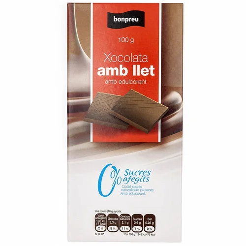 BONPREU Chocolate negro 0% azúcares añadidos