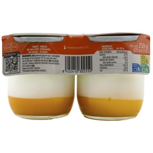 TERRA I TAST Iogurt natural amb melmelada de mango ecològic