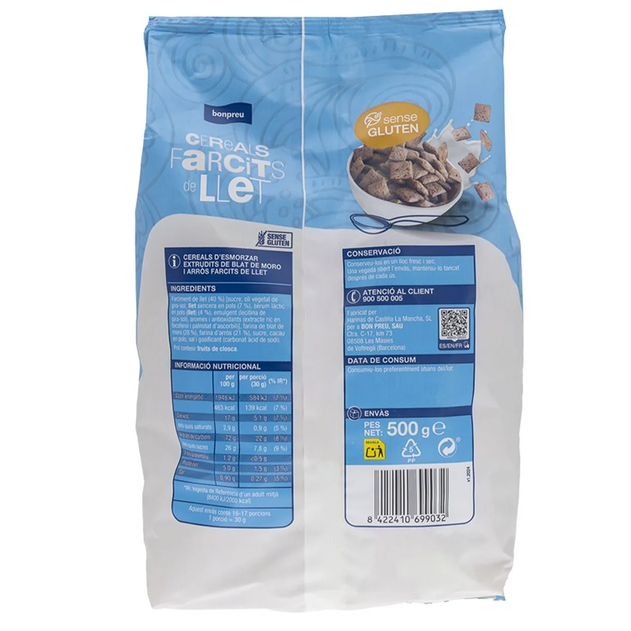 BONPREU Cereales rellenos de leche