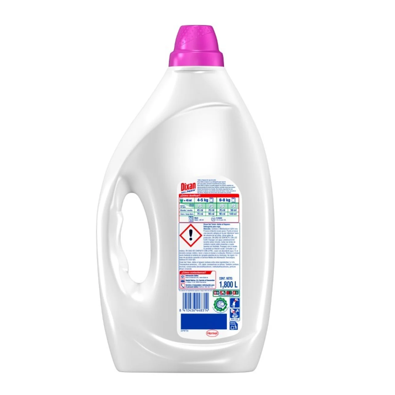 Detergente líquido "Adiós al Separar" en botella de 40 dosis