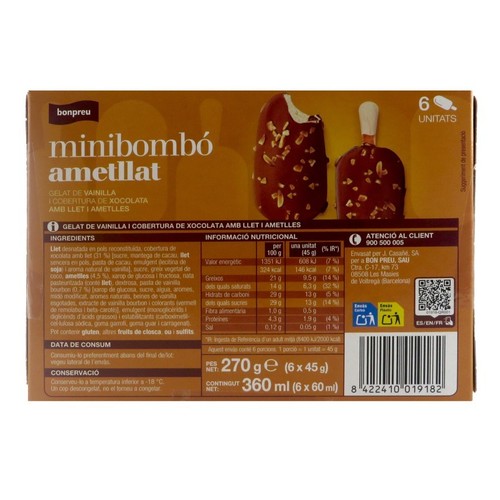 BONPREU Gelat minibombó ametllat