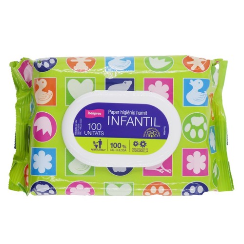BONPREU Paper higiènic humit infantil 100 unitats