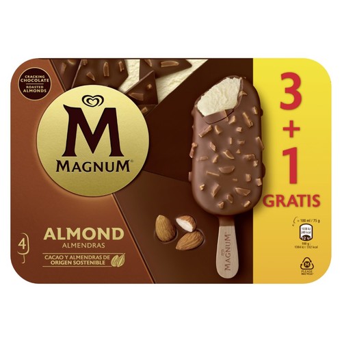 MAGNUM Gelat de xocolata amb ametlles