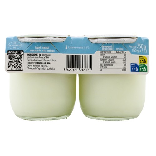 TERRA I TAST Iogurt natural desnatat de vaca ecològic