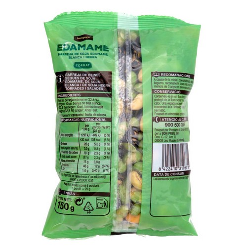 BONPREU Edamame de soja blanca i negra torrat