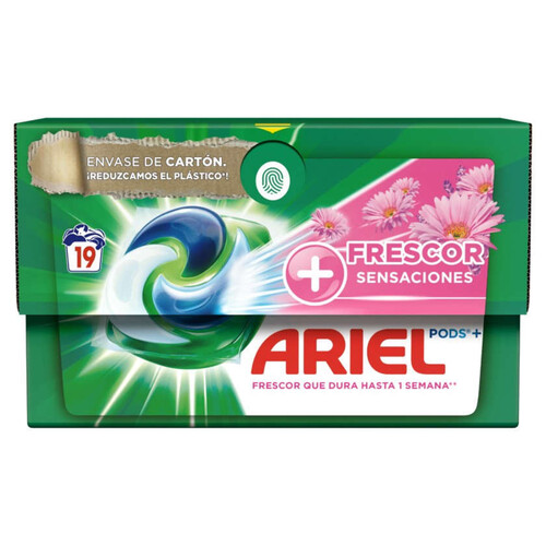 ARIEL Detergent líquid 3 en 1 sensacions de 19 càpsules