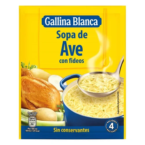 Sopa pollo y fideos finos