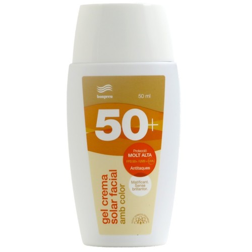 BONPREU Gel crema solar facial color FPS 50+