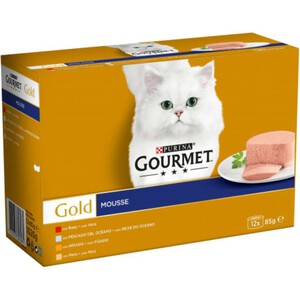 GOURMET GOLD Comida en mousse surtido de carne y pescado para gato adulto 1.02kg