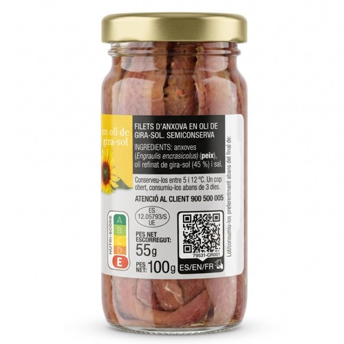BONPREU Filets d'anxova en oli de gira-sol
